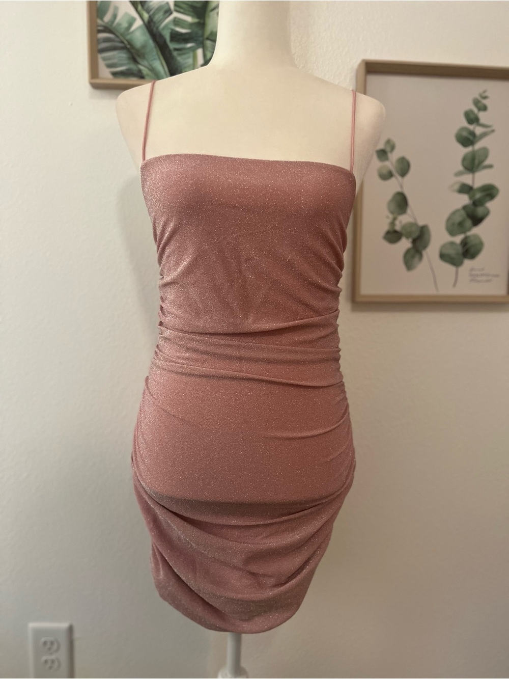 Shein Glitter Knit Ruched Cami Bodycon Mini Dress
